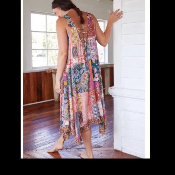 Anthropologie Magnolia Ruffled Mixed Print Tank Dress size M - Picture 3 of 11